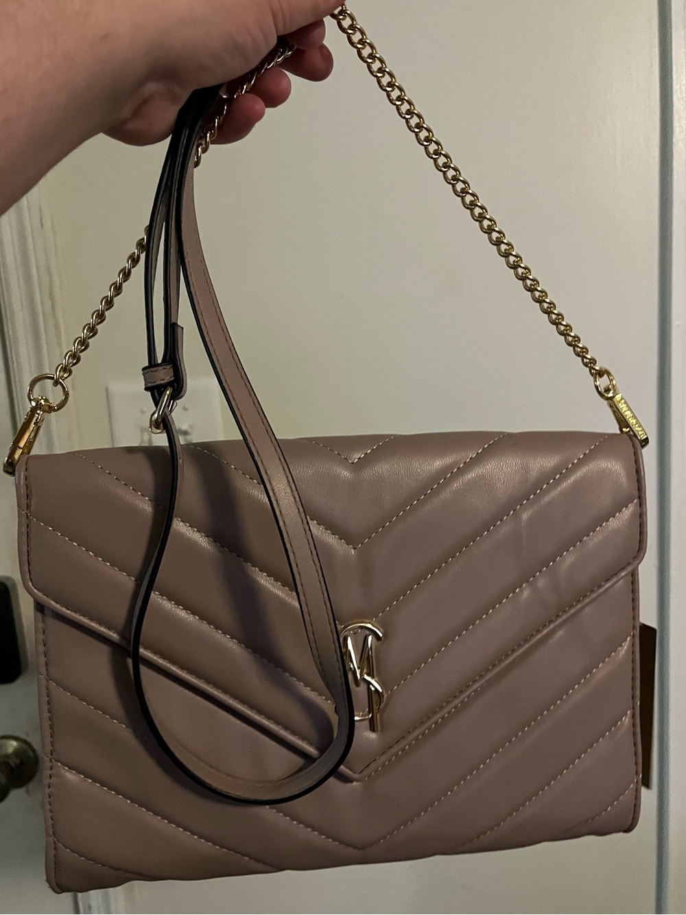 NWT Steve Madden Quilted Leather Shoulder Bag in Mushroom Color